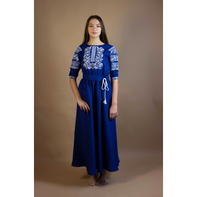 Embroidered Dress "Cotton Neptune"
